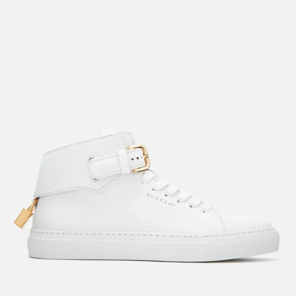 Buscemi Women's 100MM Buckle Hi-Top Trainers - White/White Image 1