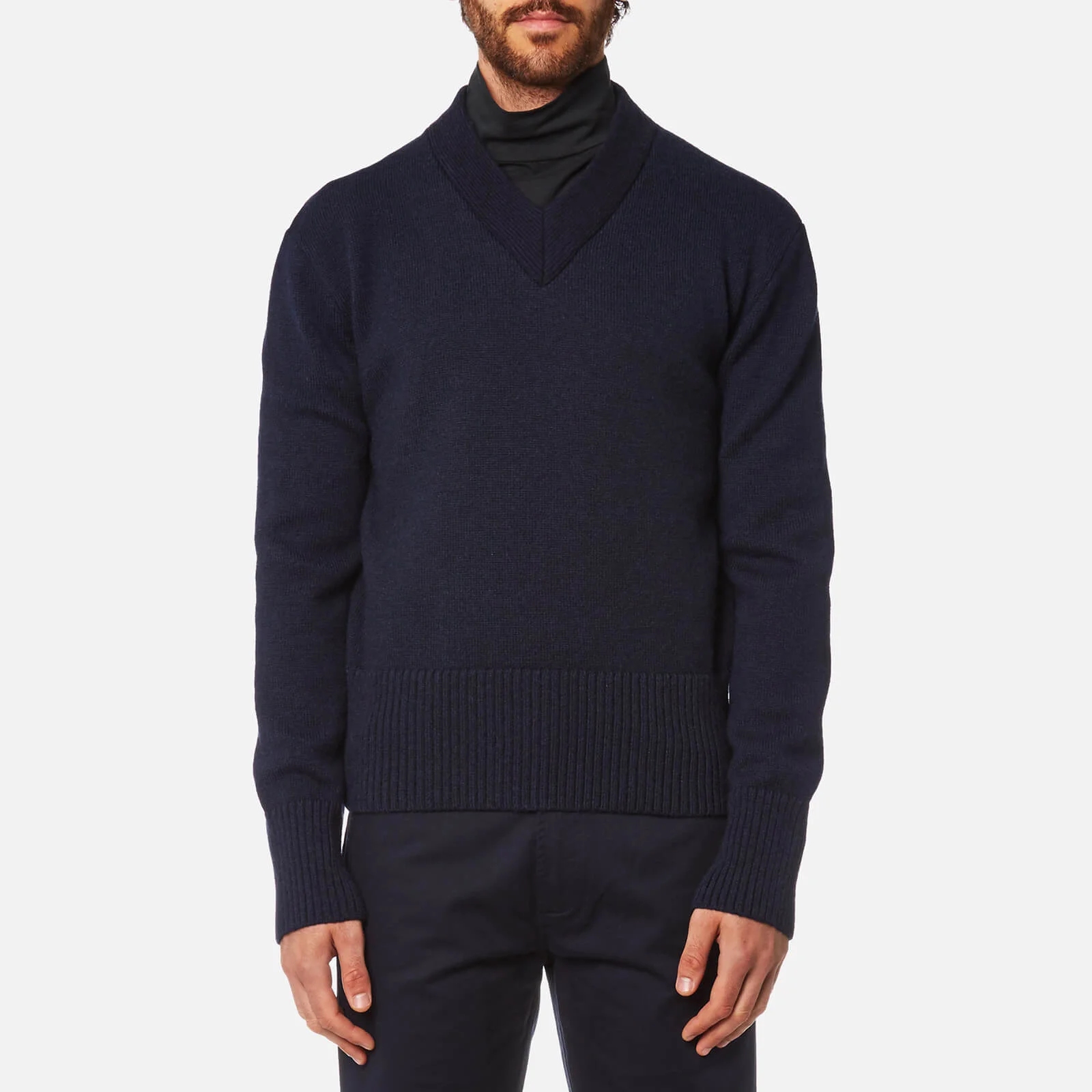 Our Legacy Men's V Neck Pullover - Navy Compact Wool Image 1