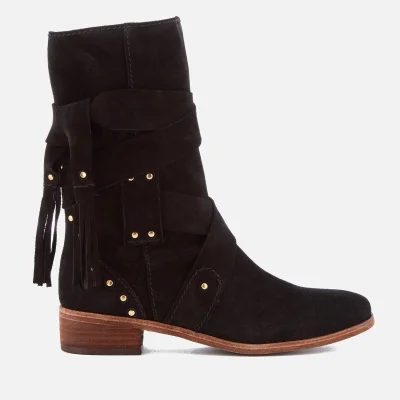 See By Chloé Women's Leather Mid Calf Heeled Boots - Nero