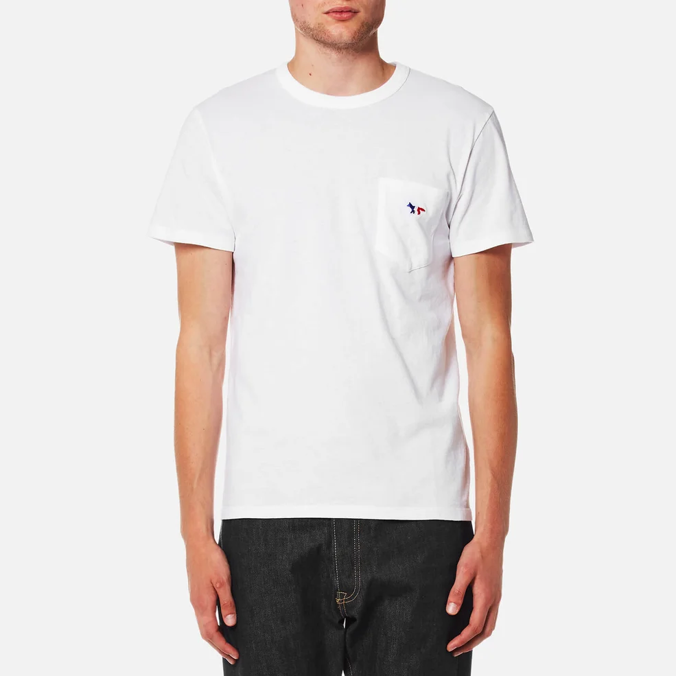 Maison Kitsuné Men's Tricolor Fox Patch T-Shirt - White Image 1