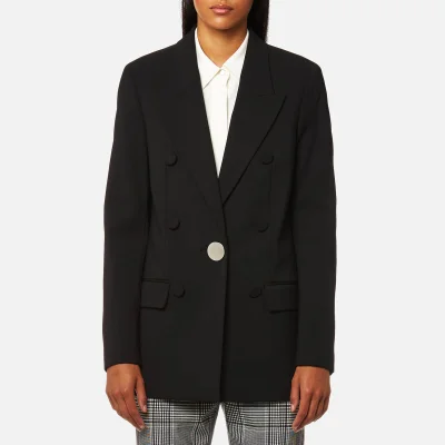 Alexander Wang Women's Single Breasted Peaked Lapel Jacket with Leather Sleeve - Black