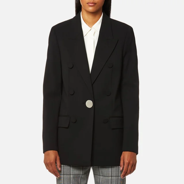 Alexander Wang Women's Single Breasted Peaked Lapel Jacket with Leather Sleeve - Black