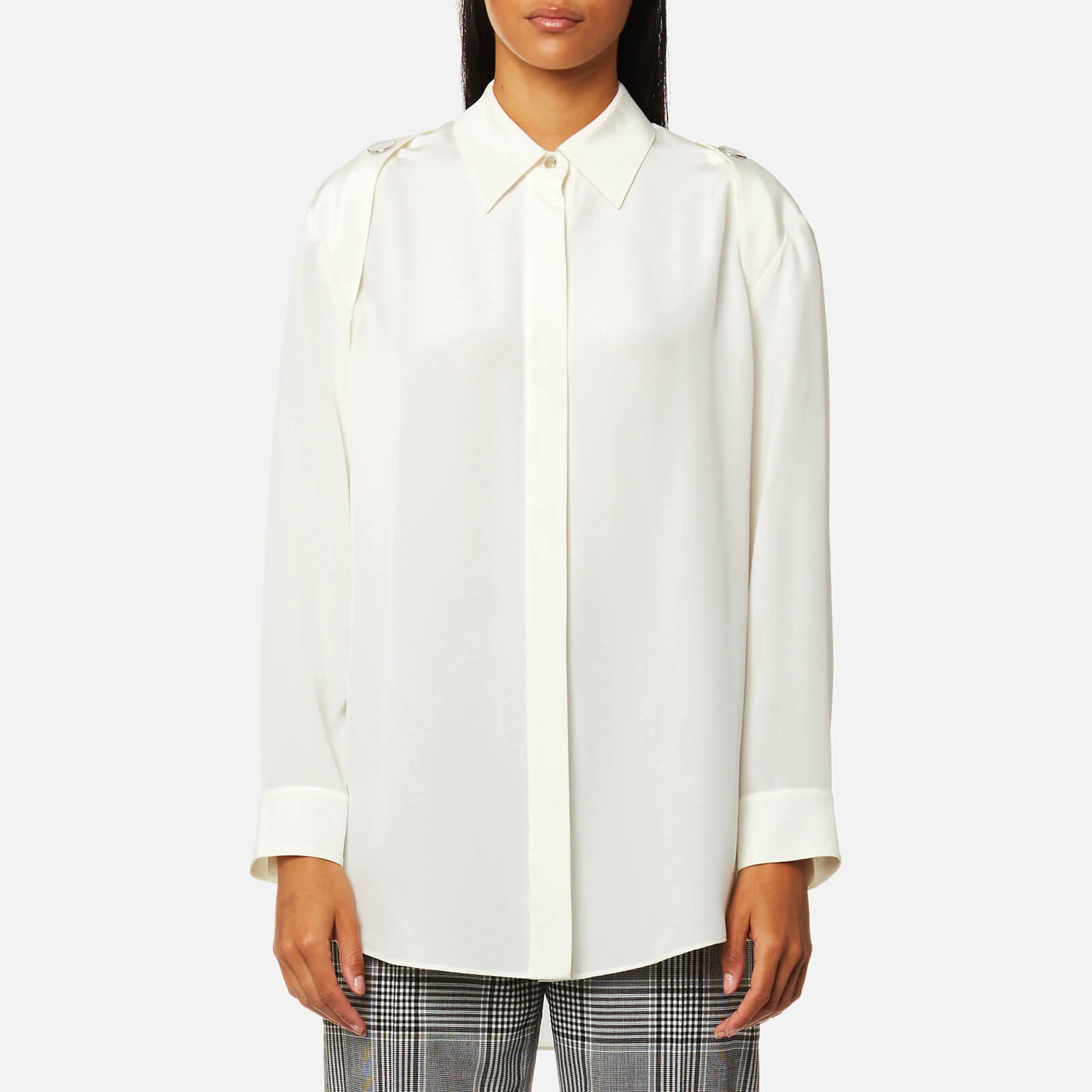 Alexander Wang Women's Button Down Shirt with Off The Shoulder Button Detail - Ivory Image 1