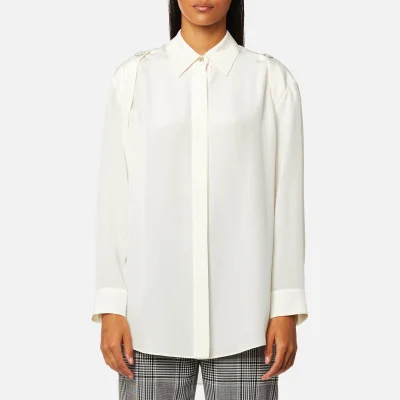 Alexander Wang Women's Button Down Shirt with Off The Shoulder Button Detail - Ivory