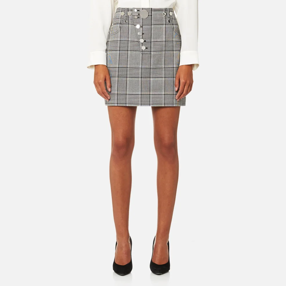 Alexander Wang Women's High Waisted Mini Skirt with Multi Snap Detail - Black/White Image 1