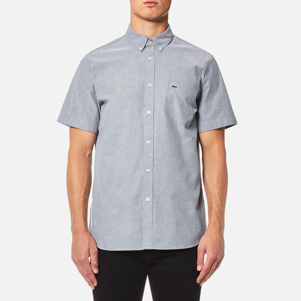Lacoste Men's Plain Short Sleeve Shirt - Navy Blue/White Image 1
