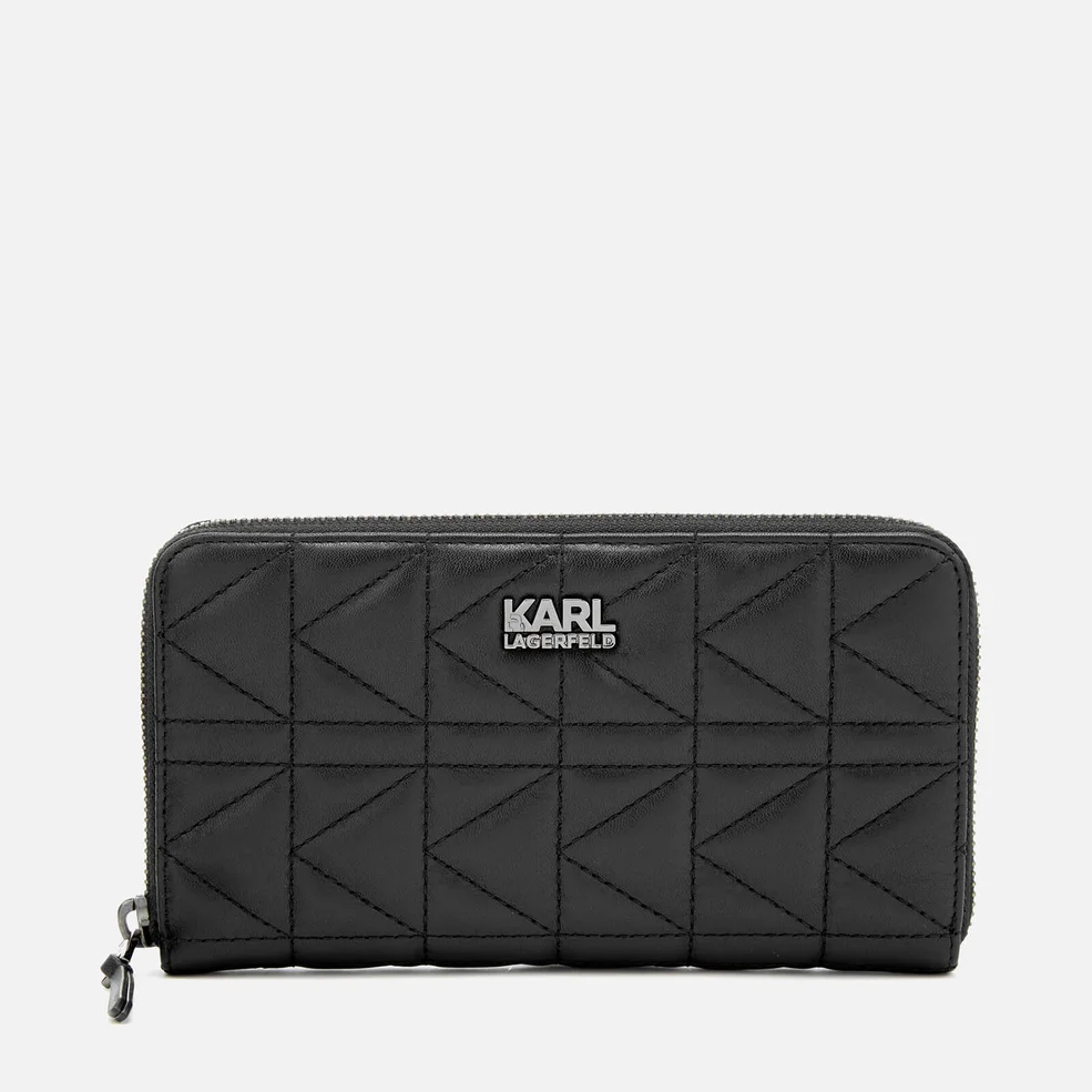 Karl Lagerfeld Women's K/Kuilted Zip Wallet Core - Black Image 1