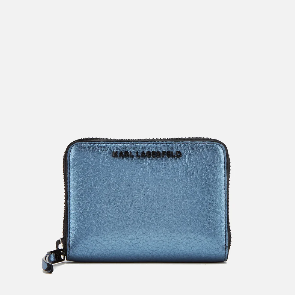 Karl Lagerfeld Women's K/Kool Small Zip Wallet - Metallic Light Blue Image 1