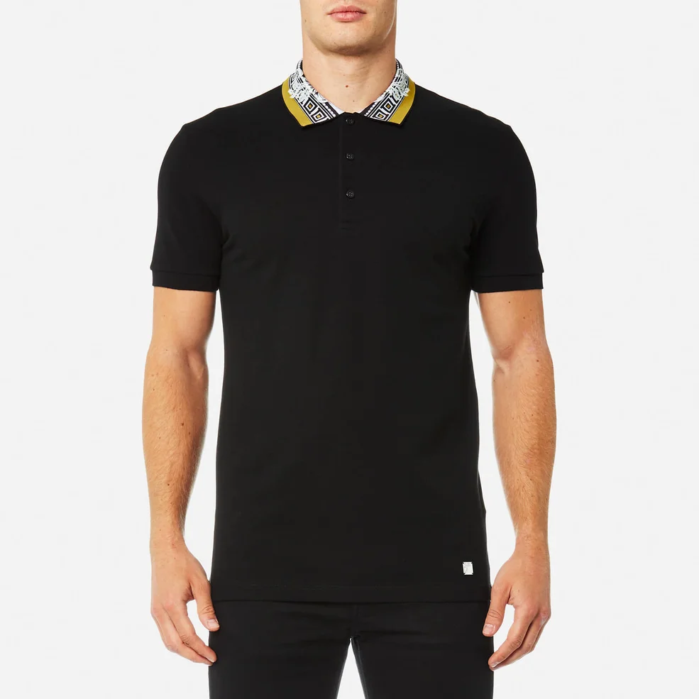 Versace Collection Men's Collar Detail Polo Shirt - Nero Image 1