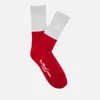 YMC Men's Block Colour Rib Socks - Lt Grey/Red - Image 1