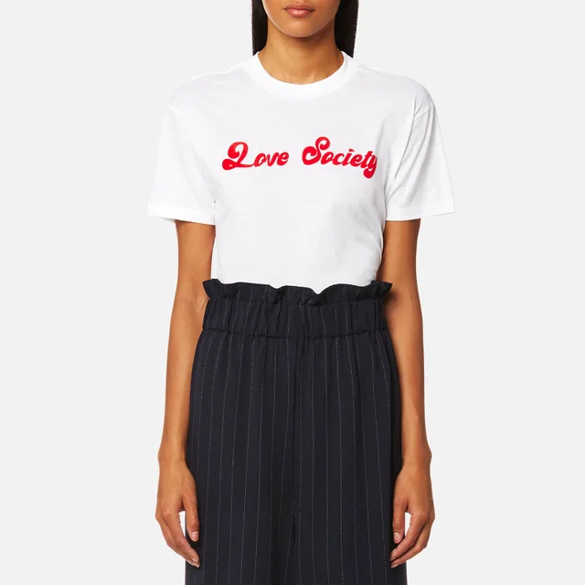 Ganni Women's Harway Love Society T-Shirt - Bright White