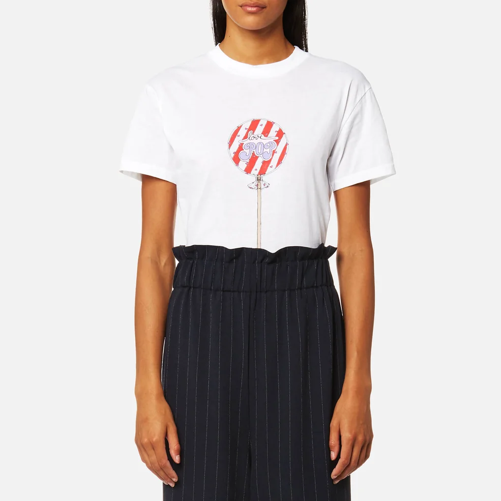 Ganni Women's Harway Love Pop T-Shirt - Bright White Image 1