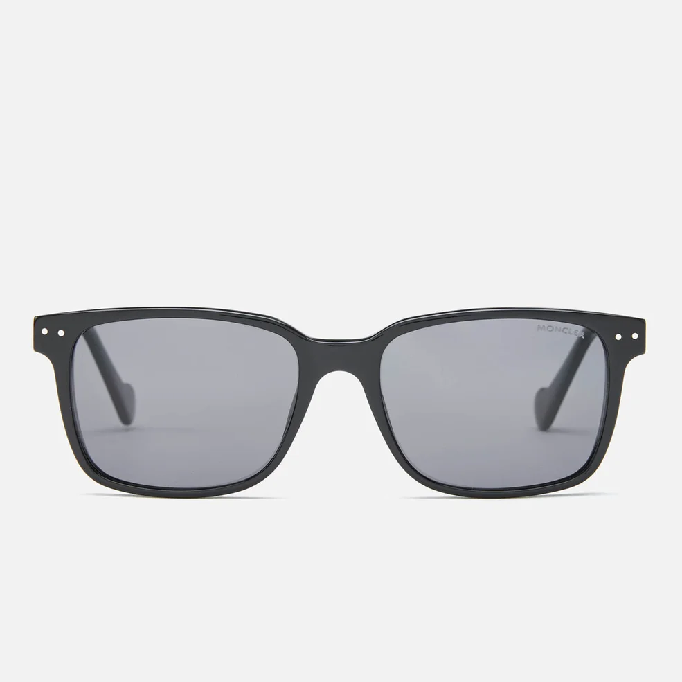 Moncler Men's Square Frame Sunglasses - Shiny Black/Green Image 1