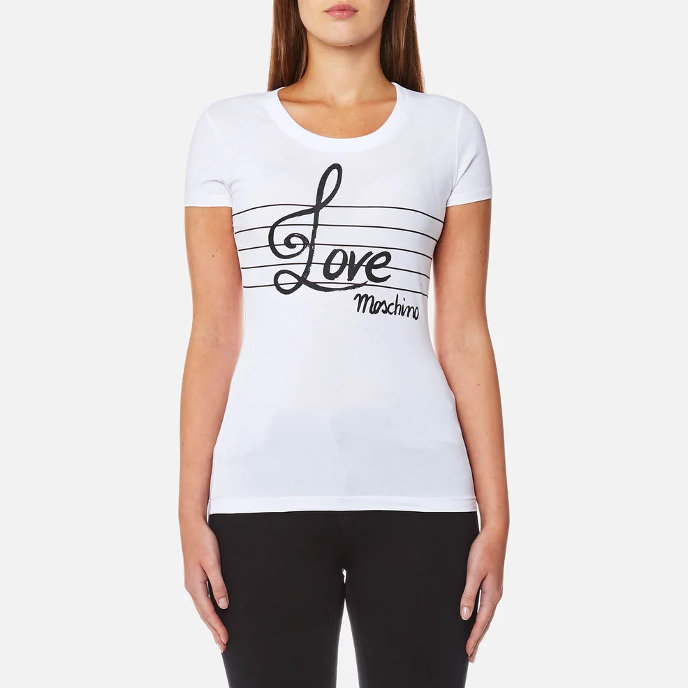 Love Moschino Women's Love Note T-Shirt - White Image 1