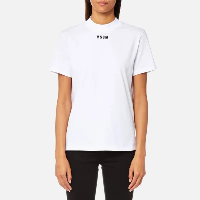 MSGM Women's High Neck Logo T-Shirt - White