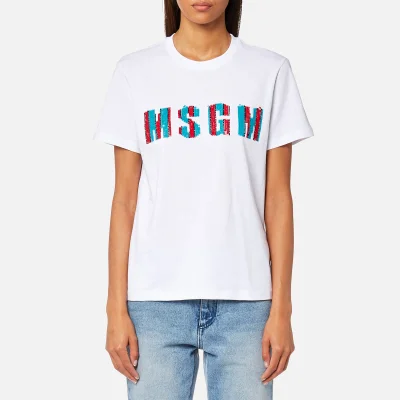 MSGM Women's Sequin Logo T-Shirt - White