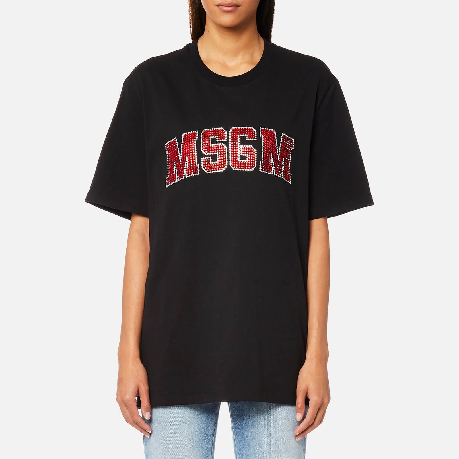 MSGM Women's Crystal Logo T-Shirt - Black Image 1