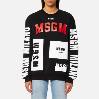 MSGM Women's Multi Logo Sweatshirt - Black
