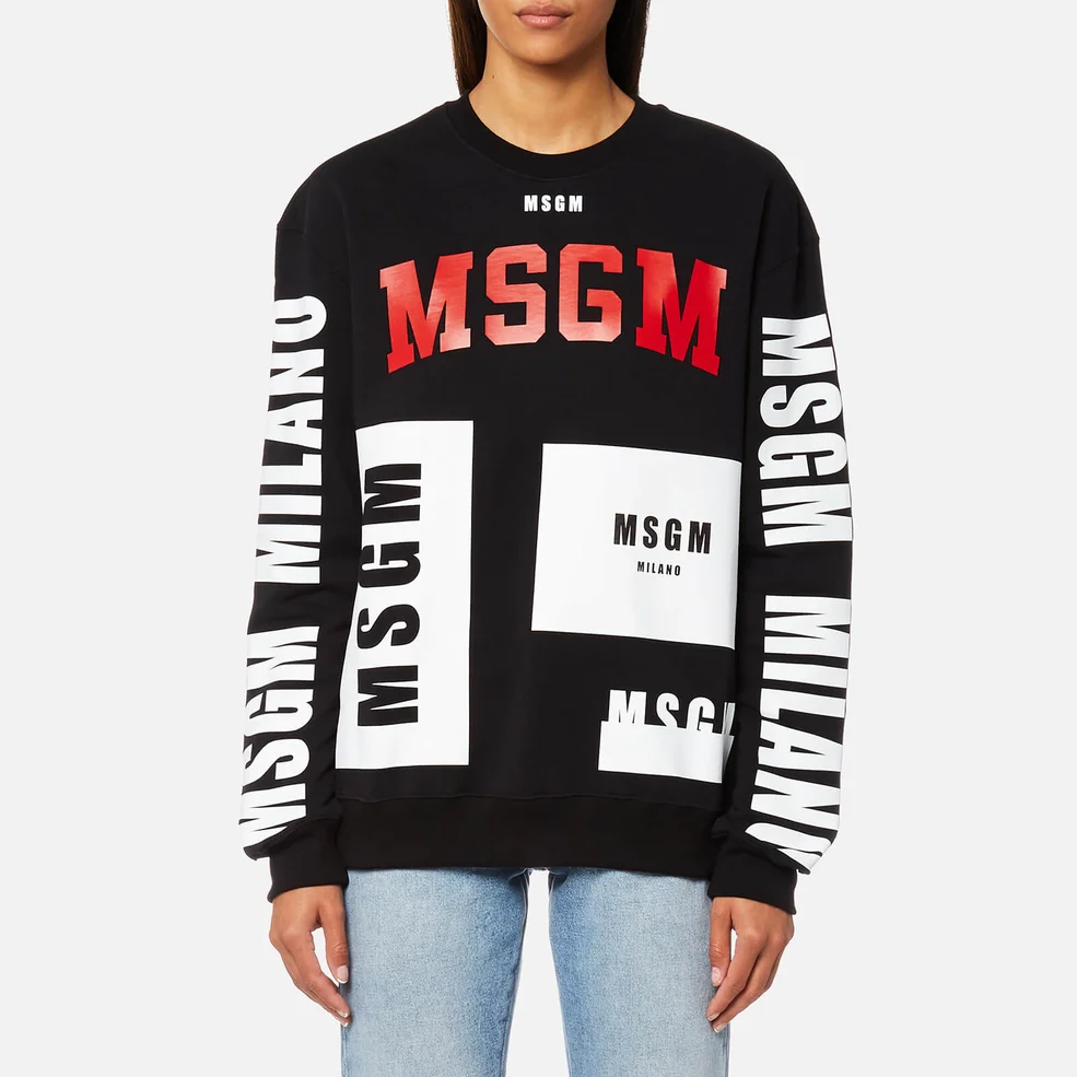 MSGM Women's Multi Logo Sweatshirt - Black Image 1