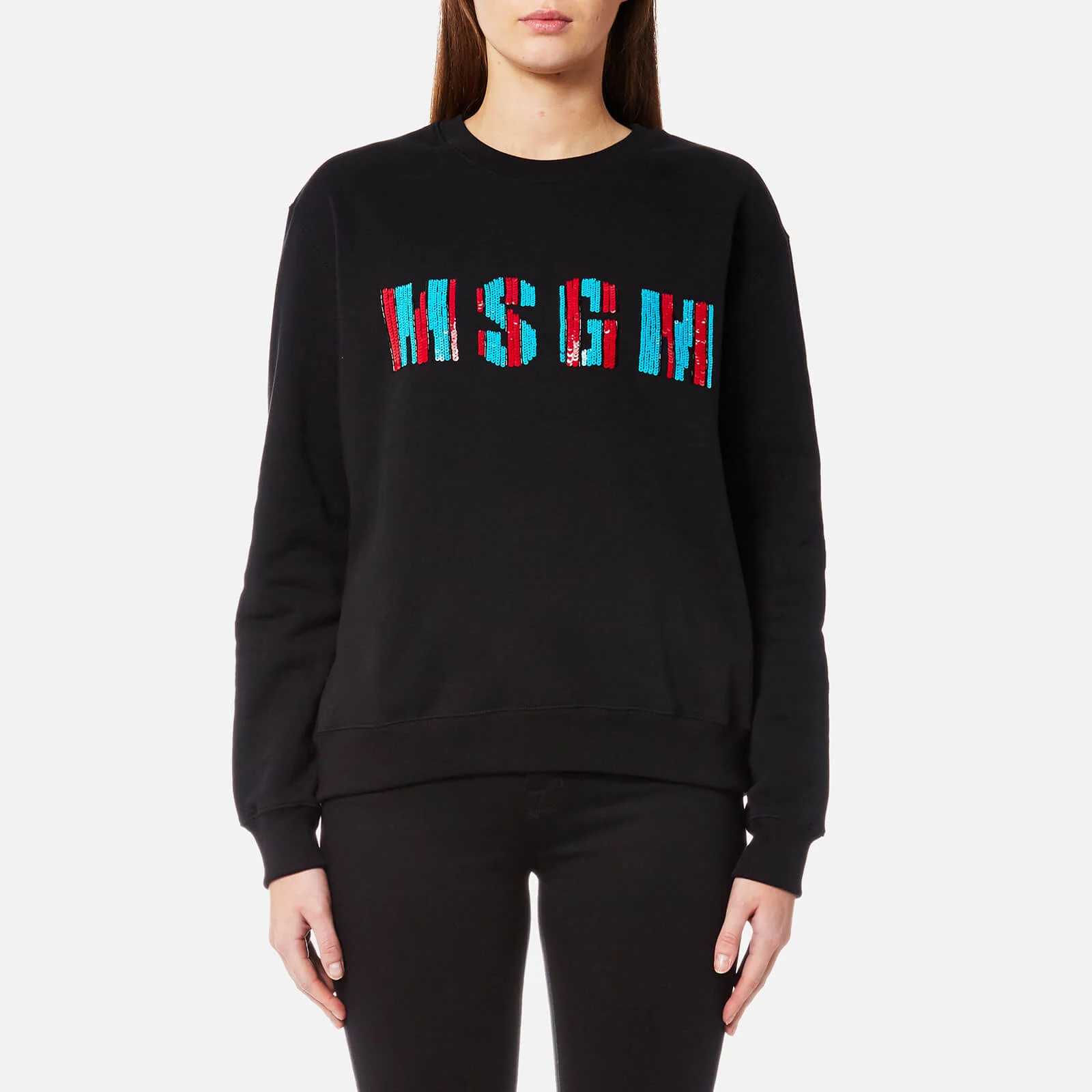 MSGM Women's Sequin Logo Sweatshirt - Black Image 1