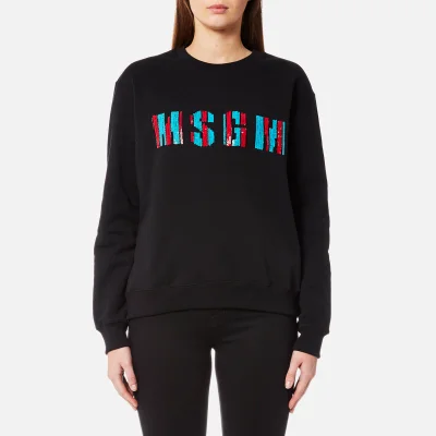 MSGM Women's Sequin Logo Sweatshirt - Black