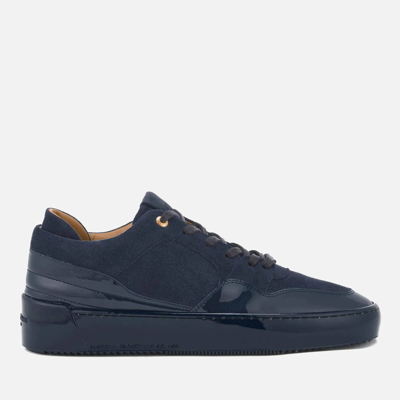 Android Homme Men's Omega Low Suede/Patent Leather Trainers - Navy Image 1