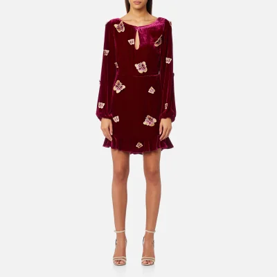 For Love & Lemons Women's Luxe Velvet Mini Dress - Raspberry