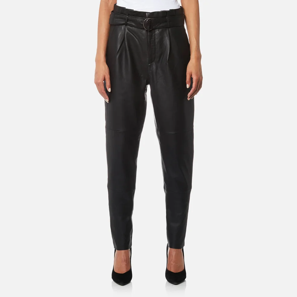 Gestuz Women's Beth High Waisted Leather Trousers - Black Image 1