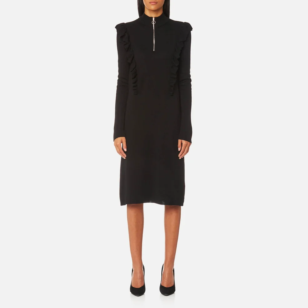 Gestuz Women's Mathilde Wool Dress with Ruffle Shoulders - Black Image 1