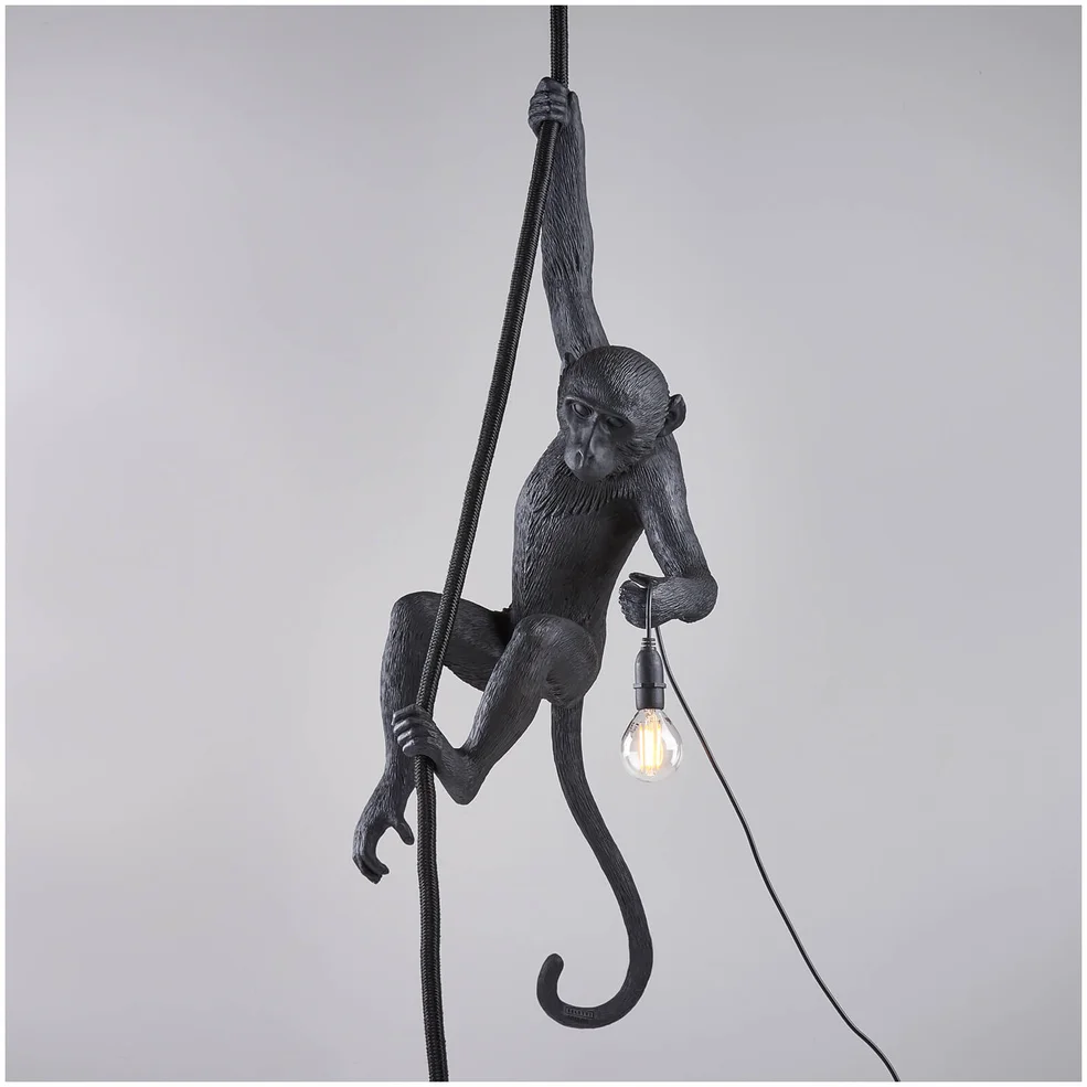 Seletti Ceiling Monkey Lamp - Black Image 1