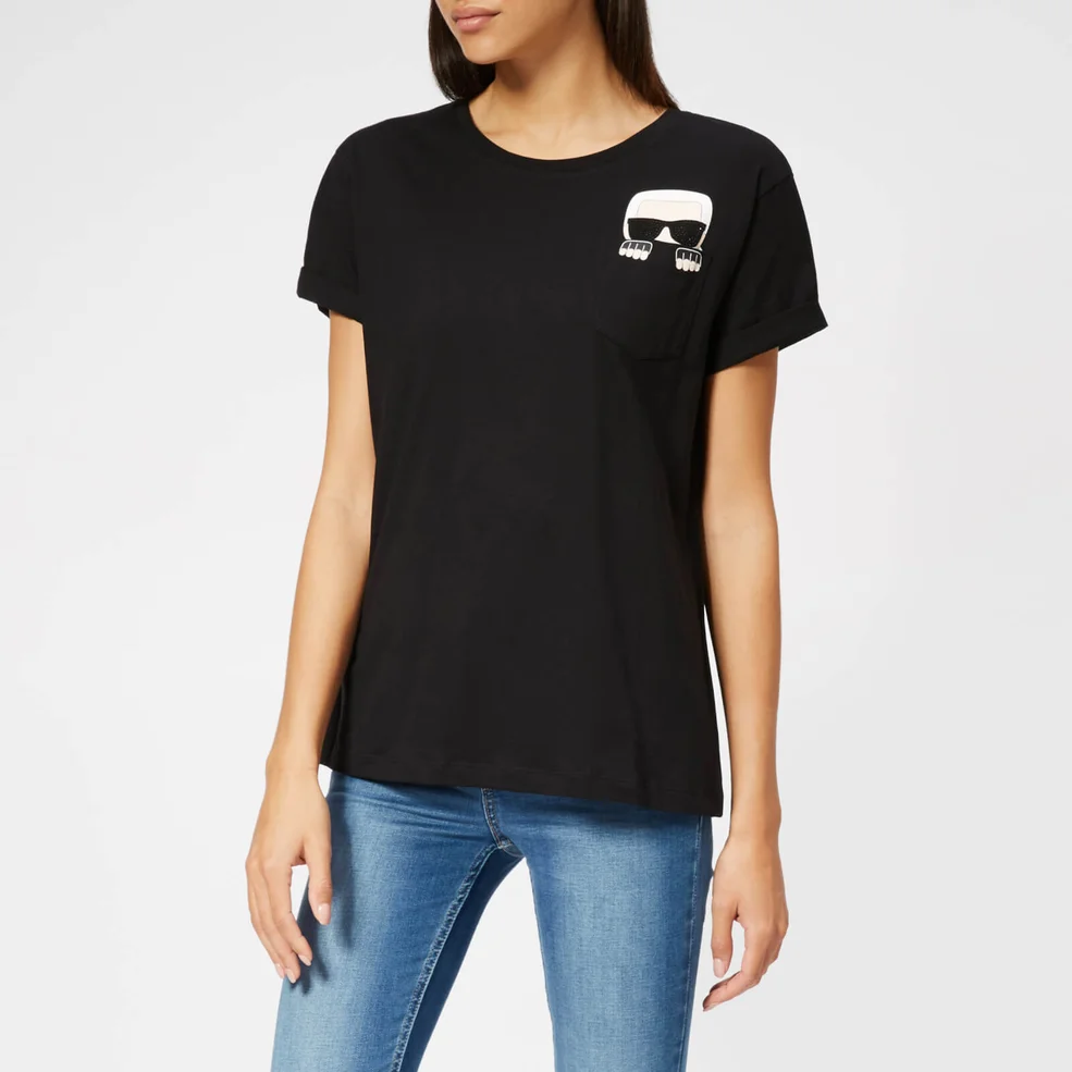 Karl Lagerfeld Women's Ikonik Karl Pocket T-Shirt - Black Image 1