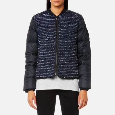 Karl Lagerfeld Women's Boucle Quilted Down Bomber Jacket - Peacoat
