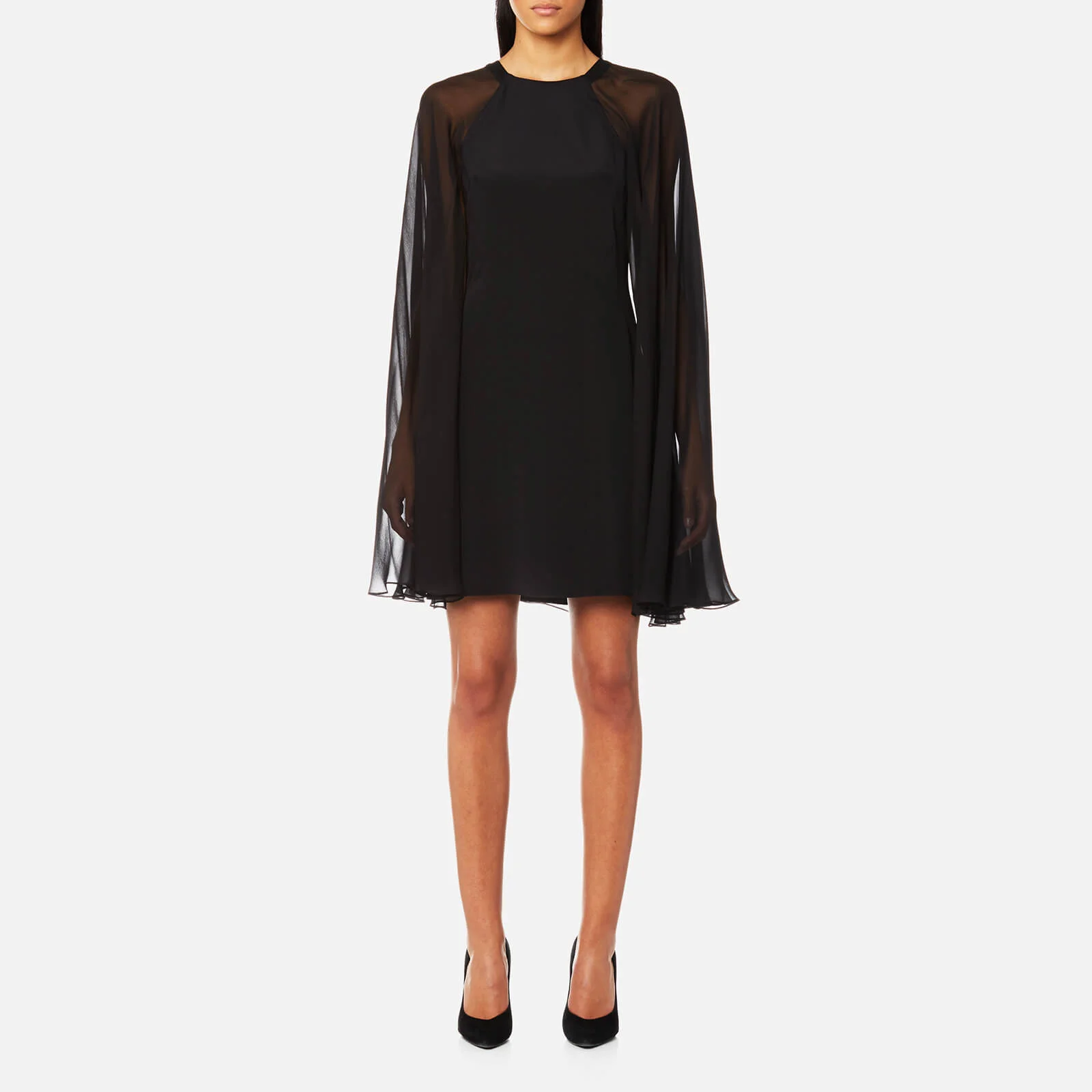 Karl Lagerfeld Women's Silk Dress with Sheer Cape - Black Image 1