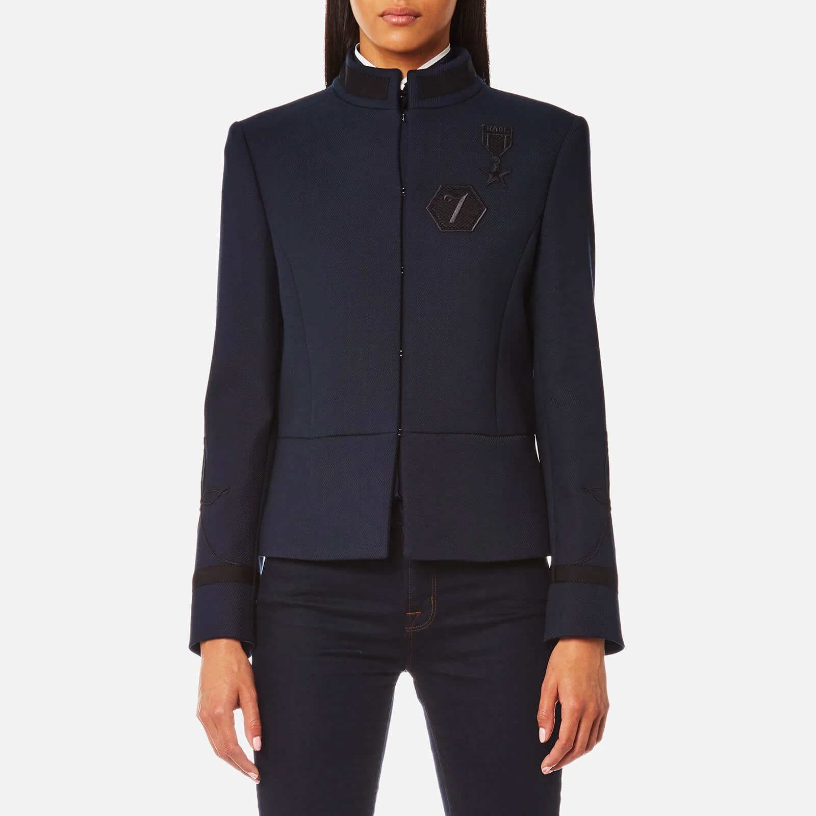 Karl Lagerfeld Women's Military Jacket with Patches - Peacoat Image 1