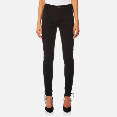 Karl Lagerfeld Women's Skinny Denim Jeans with Lacing Details - Black