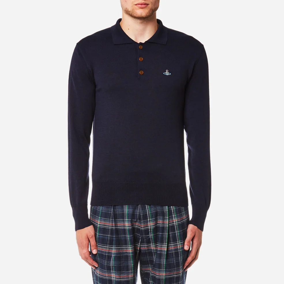 Vivienne Westwood Men's Classic Long Sleeve Polo Shirt - Navy Image 1