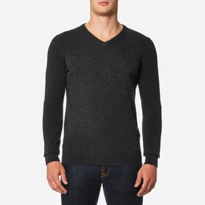 Barbour Men's Essential Lambswool V Neck Knitted Jumper - Charcoal