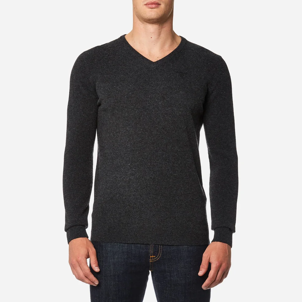 Barbour Men's Essential Lambswool V Neck Knitted Jumper - Charcoal Image 1