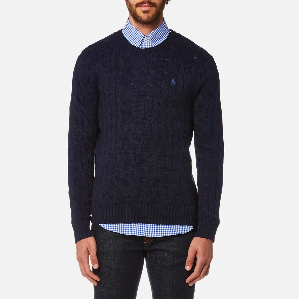 Polo Ralph Lauren Men's Cotton Cable Knitted Jumper - Hunter Navy Image 1
