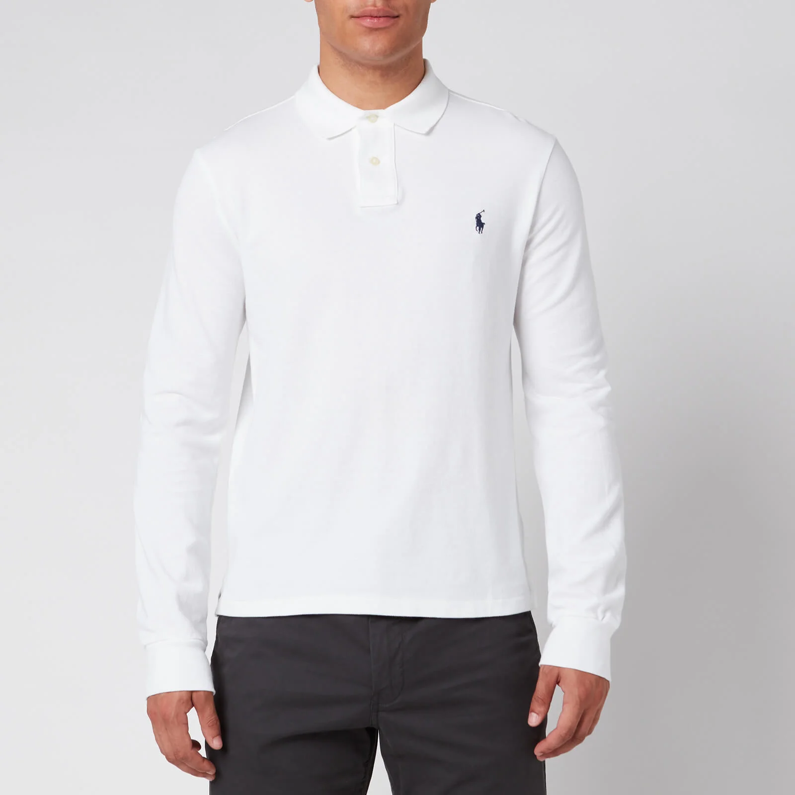 Polo Ralph Lauren Men's Slim Fit Basic Mesh Long Sleeve Polo Shirt - White Image 1