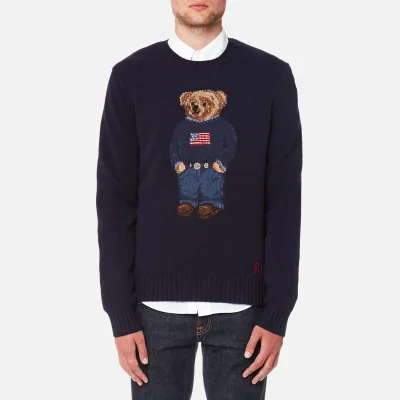 Polo Ralph Lauren Men's Bear Logo Crew Knitted Jumper - Navy