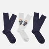 Polo Ralph Lauren Men's 3 Pack Bear Socks - Grey/Navy - Image 1