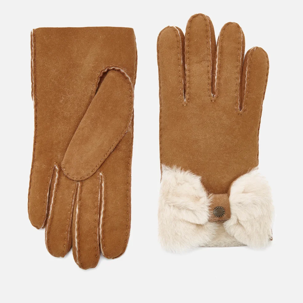 UGG Australia Women's Sheepskin Bow Gloves - Chestnut Image 1