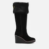UGG Women's Valberg Sheepskin Cuff Suede Thigh High Boots - Black - Image 1