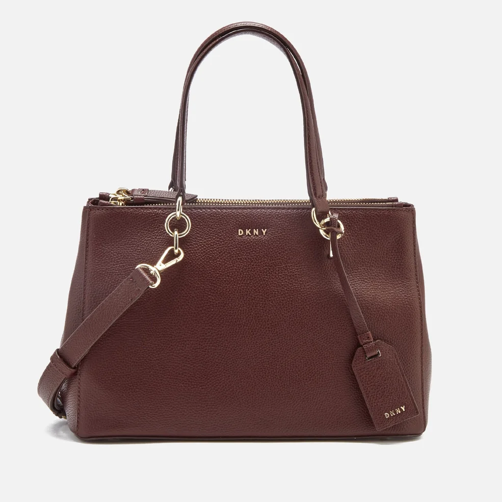 DKNY Women's Chelsea Pebbled Leather Small Shopper Bag - Cordovan Image 1