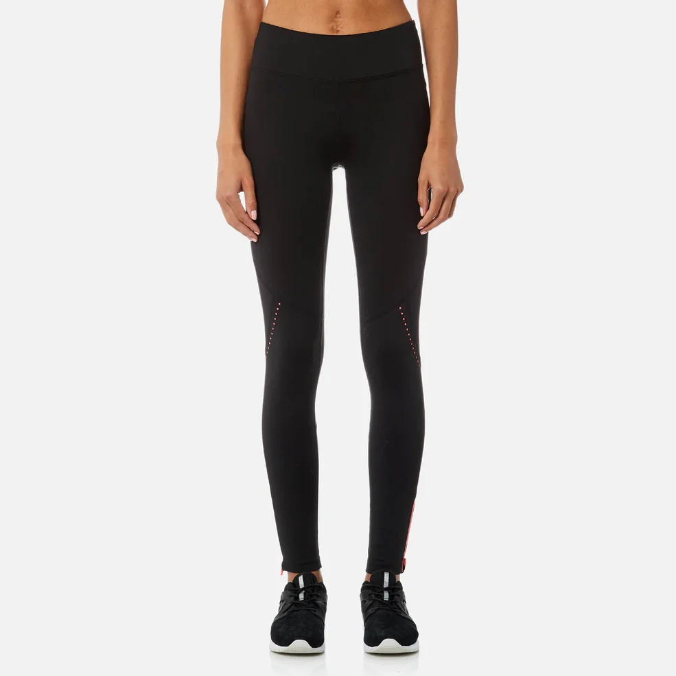 DKNY Sport Women's Mid Rise 7/8 Logo Tights with Reflective Tape - Vibrant Pink Image 1