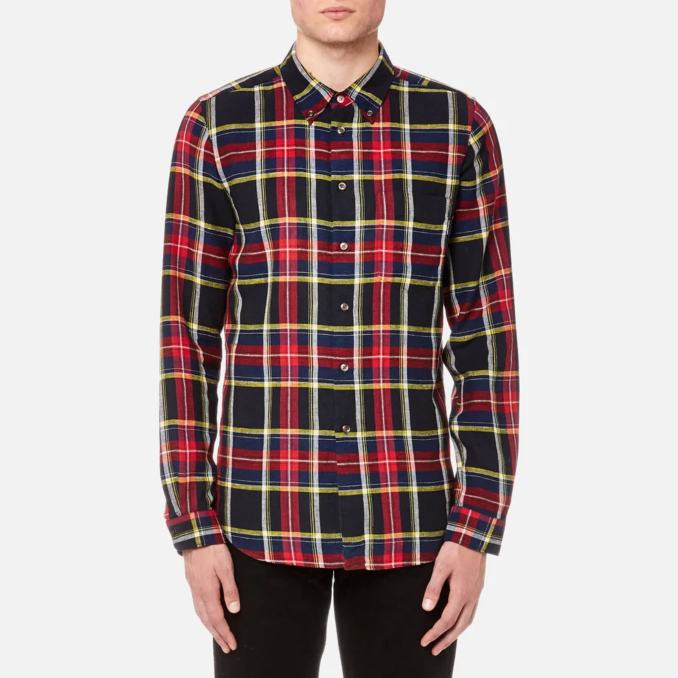 PS Paul Smith Men's Checked Long Sleeve Shirt - Navy/Red Image 1