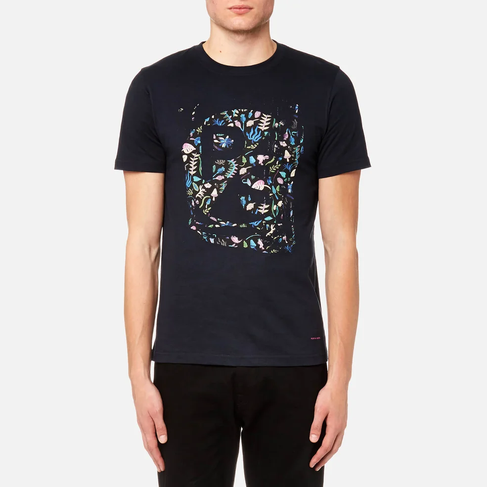 PS by Paul Smith Men's Floral Logo T-Shirt - Navy Image 1