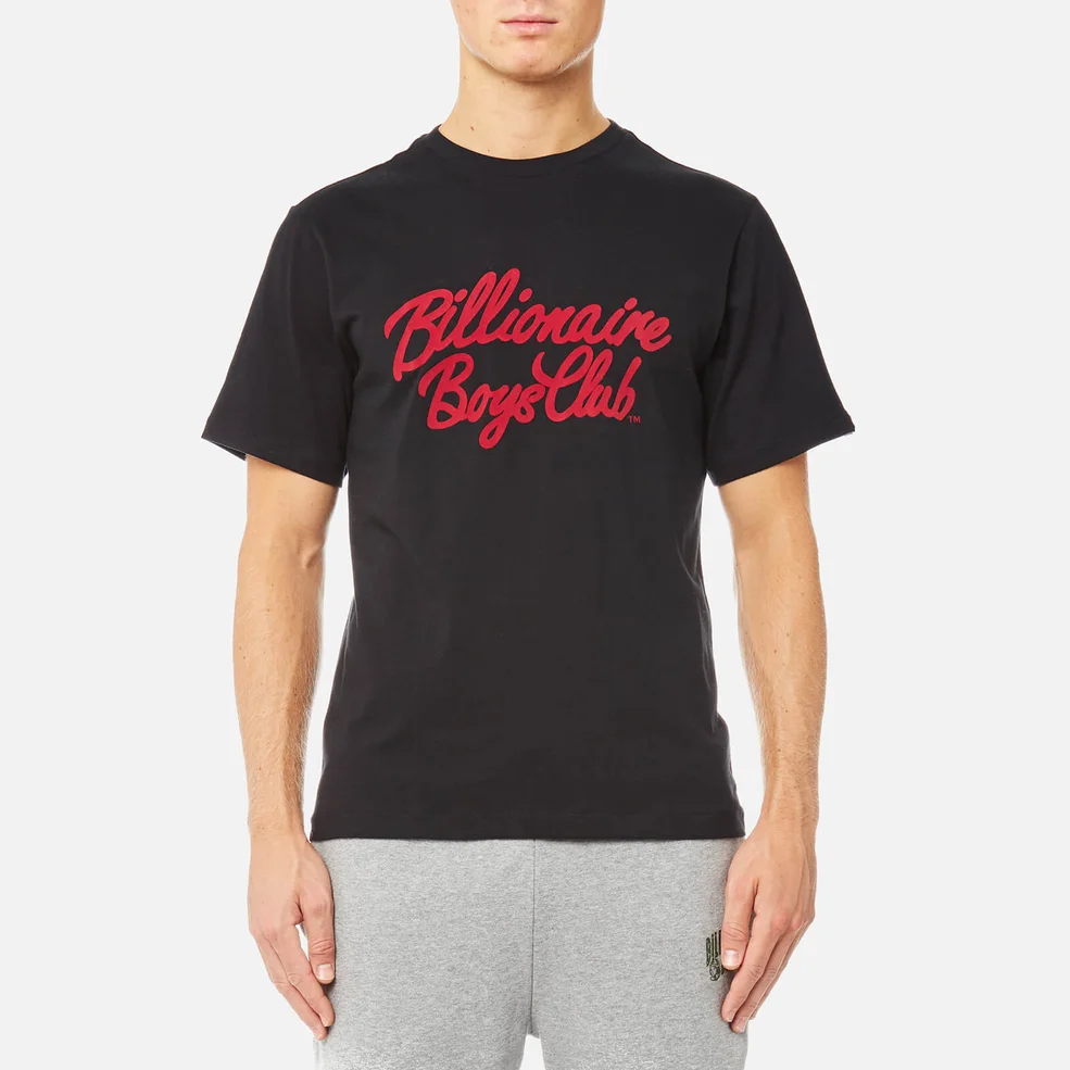 Billionaire Boys Club Men's Flock Script Logo T-Shirt - Black Image 1