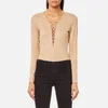 T by Alexander Wang Women's Stretch Faux Suede Lace Up Bodysuit - Camel - Image 1